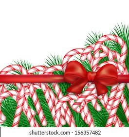 Christmas background with candy and bow