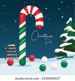 Fondo de Navidades con bastón de caramelo con espacio para texto