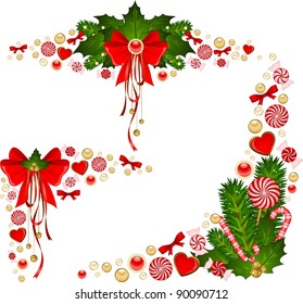Christmas background with Candy cane. Vector set
