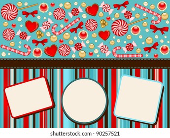 Christmas background with Candy cane. Vector