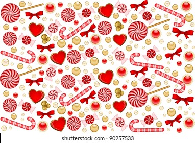 Christmas background with Candy cane. Vector