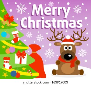 Christmas  background card with deer