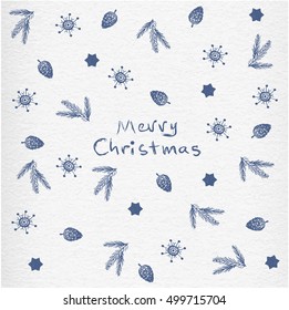 christmas background, christmas card, snowflakes, pine cone, fir tree