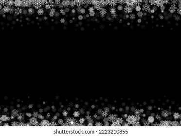 Fondo de Navidad o plantilla de tarjeta con copos de nieve pequeños