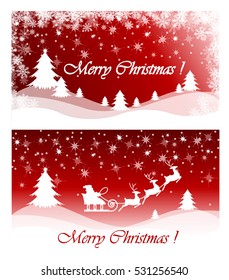 Christmas background. Christmas card. Vector illustration. Red background.