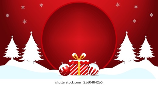 Christmas background or cards concept. Stylish Merry Christmas and New Year modern abstract icons. Christmas tree and ball with copy space. 