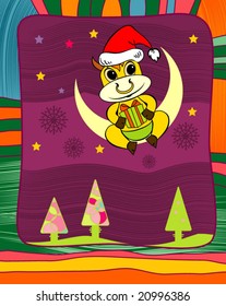 Christmas background with the cartoon bull