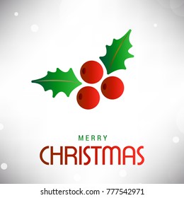 Christmas background with cherries and leafs