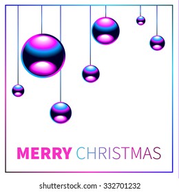 Christmas background with chrome metal balls. Happy New year and Merry Christmas. 2016