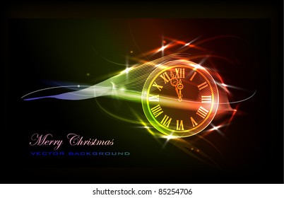Christmas background with clock
