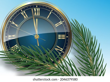 Fondo de Navidad con reloj. Diseño de pancartas o postales.