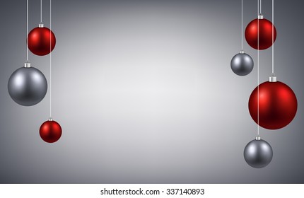 Christmas background with color balls. Vector illustration.
