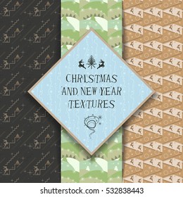 Christmas background color texture with snowflake, deer