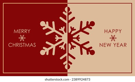 Christmas background. A colored Christmas card with a snowflake. Creative template in a minimalistic style for greetings, invitations, flyers and creative ideas