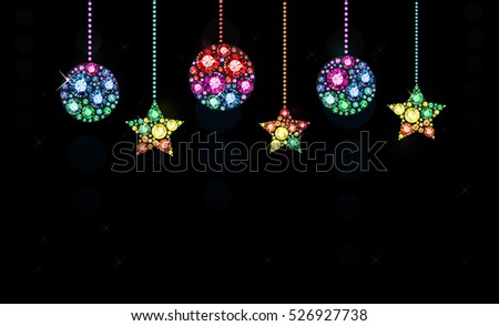 Christmas Background with Colored Gems