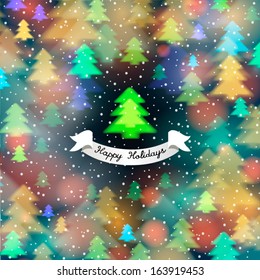 Christmas background with colored trees
