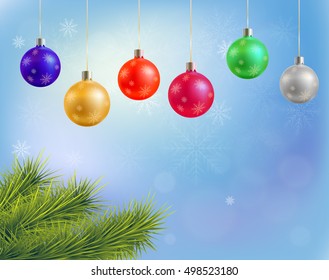 Christmas background with colorful balls