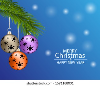 Christmas background with colorful balls. Christmas card. Christmas greeting.