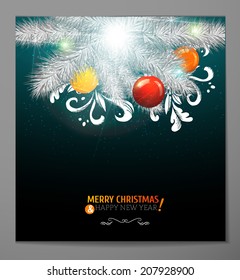 Christmas background with colorful balls. Vector illustration.