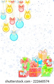 Christmas background with colorful christmas decorations