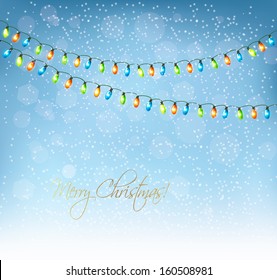 Christmas background with colorful garlands. Vector.