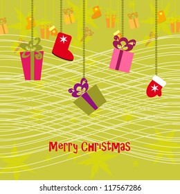christmas background with colorful gifts