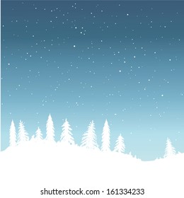 Christmas background, colorful winter forest