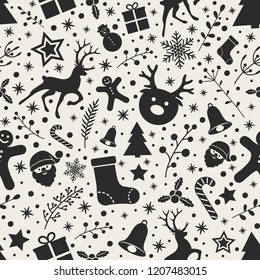 Christmas background with colourful decorations. Vector.