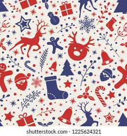 Christmas background with colourful decorations. Vector.