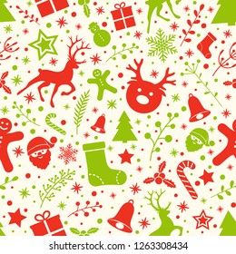 Christmas background with colourful ornaments. Vector.