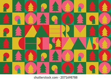 Christmas Background with colourful theme, red green, yellow and pink Christmas pattern, Christmas Greeting Card.