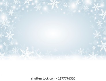 Christmas background concept design of white snowflake and snow with copy space vector illustration