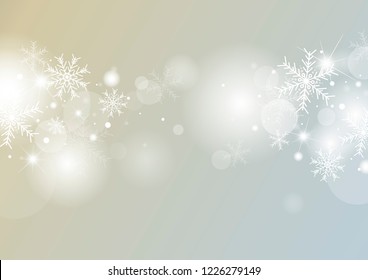 Christmas background concept design of white snowflake and snow with bokeh vector illustration