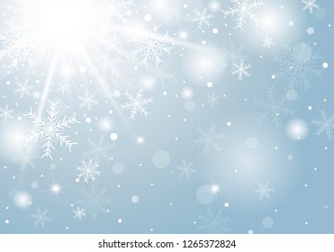 Christmas background concept design of white snowflake and snow in winter with copy space vector illustration