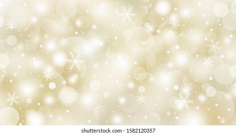 Christmas background concept design of white snowflake and bokeh light vector illustration