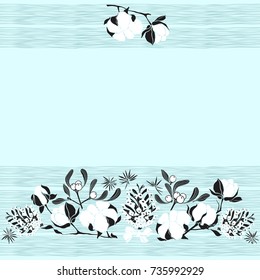 Christmas  background  with cones, mistletoe and cotton.  Can be greeting card, invitation, design element.