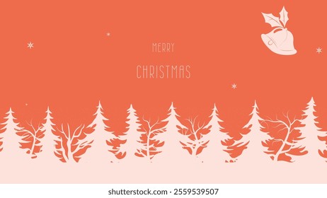 christmas background with coniferous forest silhouette and copy space