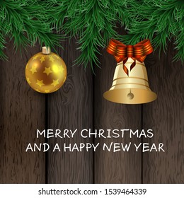 Christmas background with cookies, spices and traditional ornaments on dark brown wooden background, inspired by flat lay style, vector illustration, eps 10 with