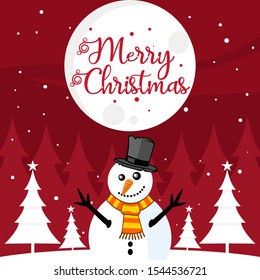 Christmas background with a cool and funny snowman