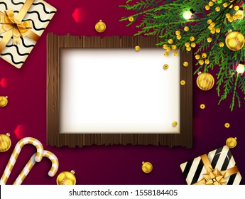 Christmas background with copy space and decorations