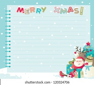 Christmas background with copy space. Vector backgrounds of baubles with Santa, snowman, Rudolph The Red-nosed Reindee and christmas decorations .