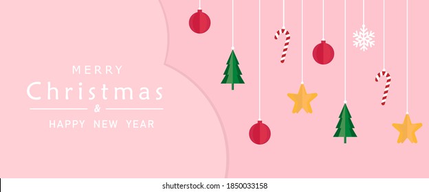 Christmas background for covers, invitations, posters, banners, flyers, placards, web shop. Minimal template design for branding, advertising with winter christmas composition in paper cut style.