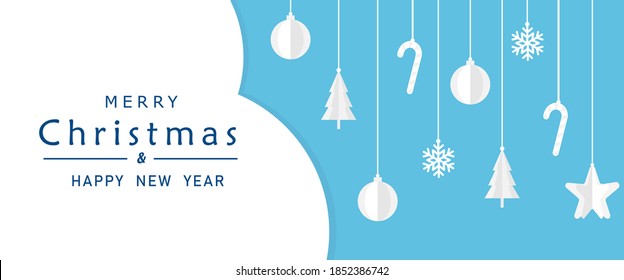 Christmas background for covers, invitations, posters, banners, flyers, placards, web shop. Minimal template design for branding, advertising with winter christmas composition in paper cut style.