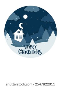 Christmas background for covers, invitations, posters, card, flyers, paper cut decoration style, advertising with winter Christmas composition in paper cut style. Vector illustration.