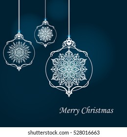 Christmas background with Cristmas balls and snowflakes