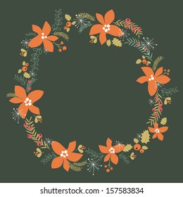 Christmas background, crown, flower