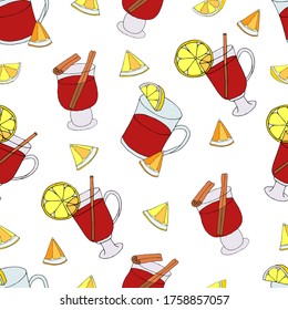 Christmas background - cups with mulled wine - for creativity. Vector  illustration 10 EPS