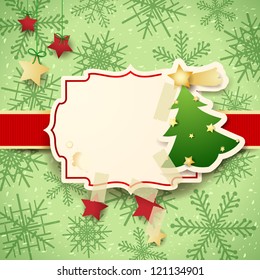 Christmas background with custom label, vector illustration