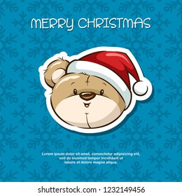 Christmas Background With Cute Bear Santa Claus Cartoon Illustration