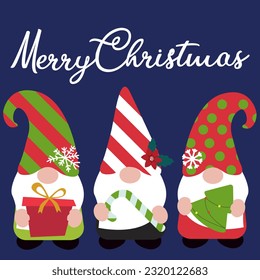 Christmas background with cute gnomes. Seamless pattern, vector illustartion.